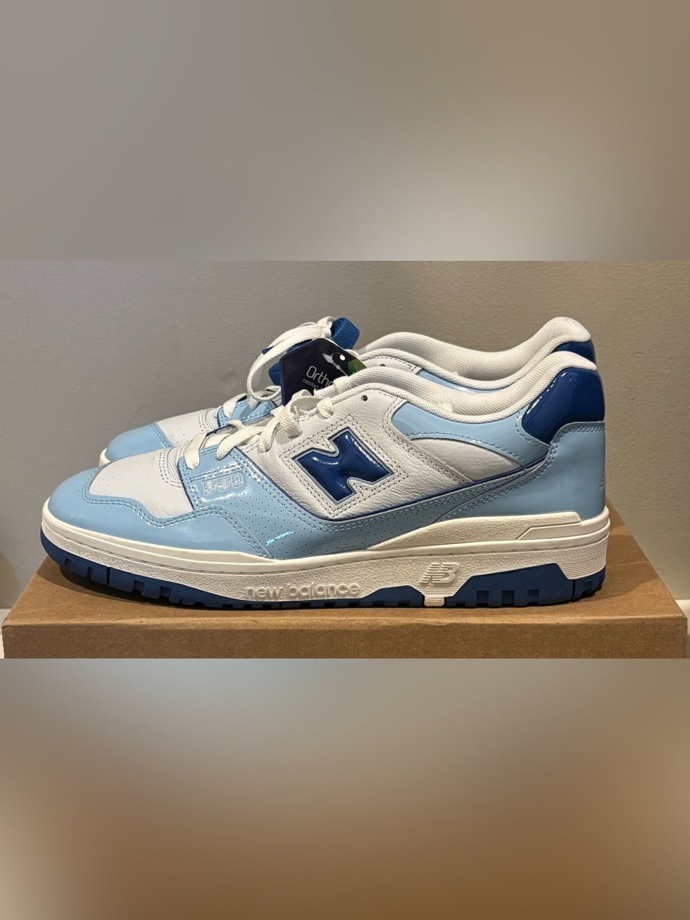 New Balance 550 Tarheel Blue Patent Leather. Mens 13
